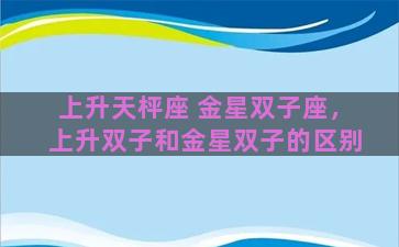 上升天枰座 金星双子座，上升双子和金星双子的区别
